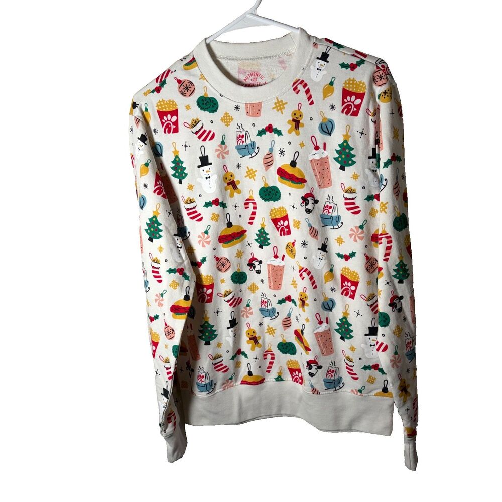 Chick Fil A Sweatshirt Women's Small Pullover Christmas Graphic Printed